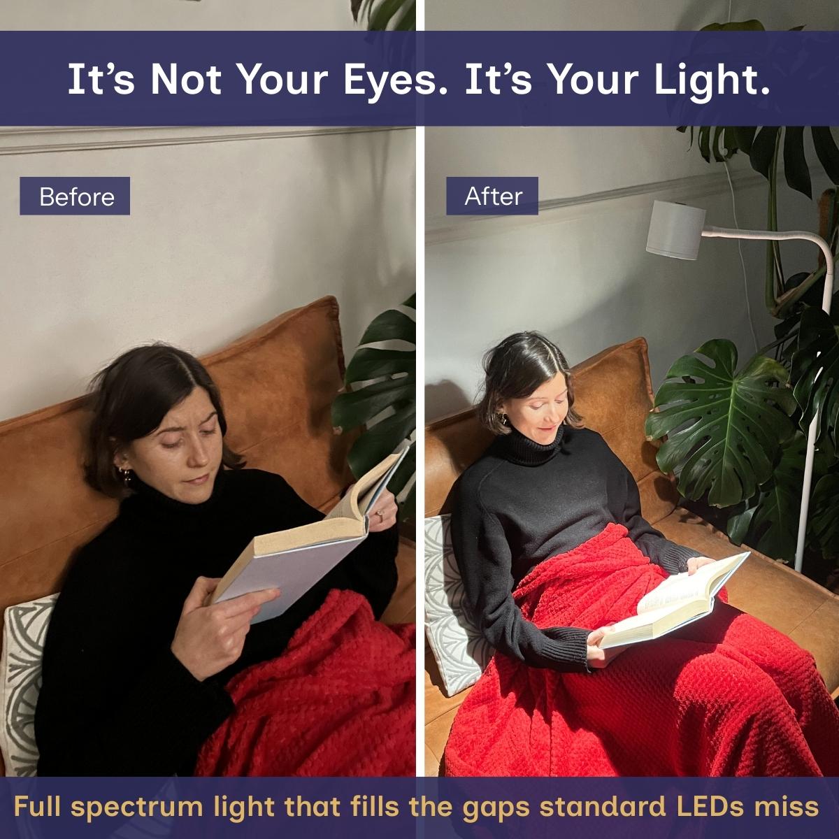 Before and after comparison of using the Clarity Task Light