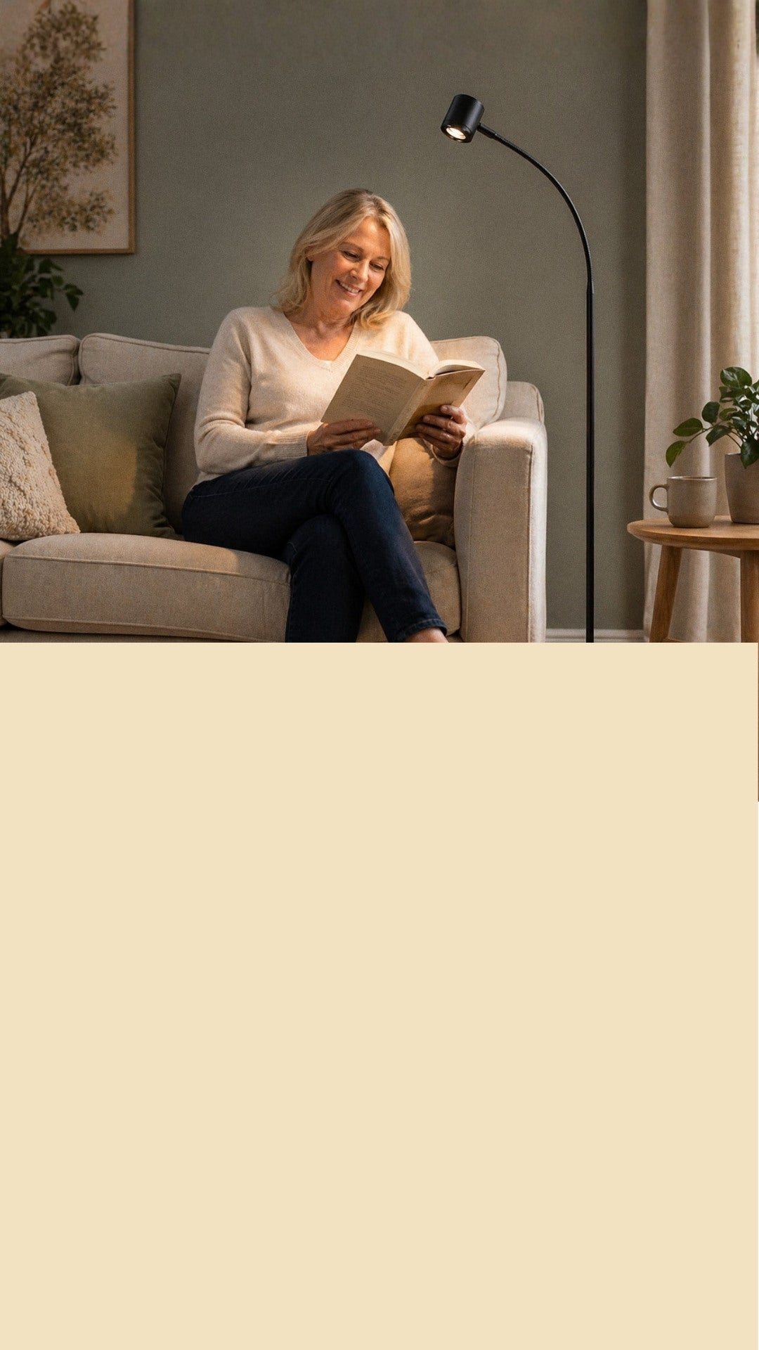 Woman reading with the Clarity reading Light 